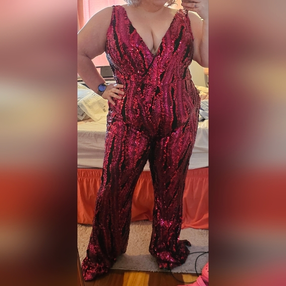Camille Sequin Jumpsuit - Magenta (2X) - Picture 5 of 8